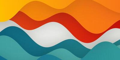 Abstract colorful wave pattern background. Trendy wave fluid liquid design background. Orange and green wave pattern on white background. vector
