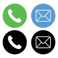 call and message icon set vector