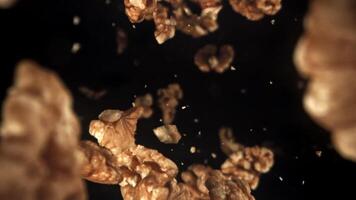 Walnuts fly down. Filmed on a high-speed camera at 1000 fps. High quality FullHD footage video