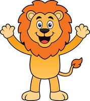 Lion illustration with a friendly expression and inviting open arms mascot logo design vector