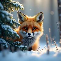 red fox in snow photo