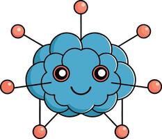 Cheerful brain connected to artificial intelligence vector