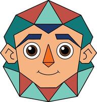 Stylized face, constructed entirely from geometric shapes vector