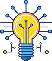 lightbulb radiates with interconnected digital pathways vector