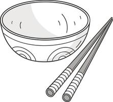 A bowl and chopsticks on a white background vector