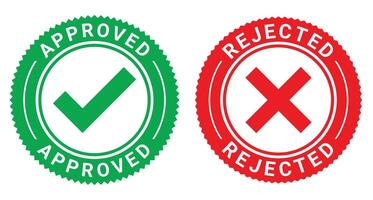 Approved and Rejected red ink rubber stamp sign symbol seal and badge Approved and Rejected stamp Approved and Rejected seal template vector
