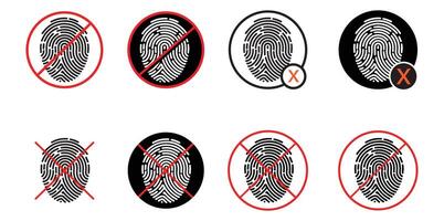 A Collection of Fingerprint Icons Showing Acceptance and Rejection vector