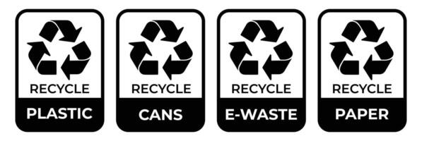 Set of symbols and signs for design of recycle label products vector