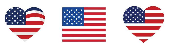 American Flag Designs in Heart and Rectangular Shapes vector