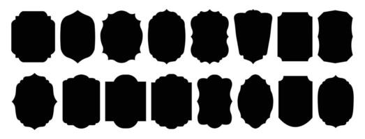 set of vintage label and badges shape collections black template for patch insignias overlay vector