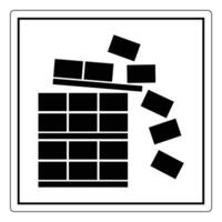 Hazard Sign Featuring Unstable Load Warning with Falling Blocks and Pallet Representation vector