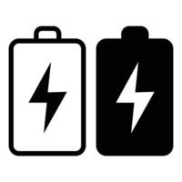 Black Flat Icon of a Renewable Energy Battery for Mobile Apps and Websites vector