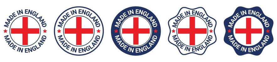 Five Variations of a Made in England Seal with the English Flag vector