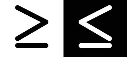 High Resolution Image of a Greater Than or Equal To Symbol in Black and White vector