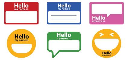 Colorful Name Tags Templates Various Shapes and Styles for Introductions vector