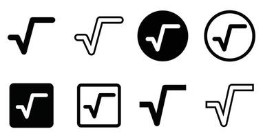 A Collection of Square Root Symbol Variations in Different Styles and Shapes vector