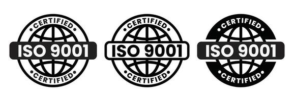 ISO 9001 Certification Seals Three Variations of a Global Standard vector