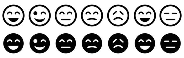 Collection of Simple Circular Emoticons Showing a Range of Human Emotions vector