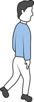 Man Walking Illustration in Hand Drawn Style. vector