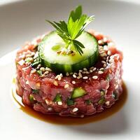 Delicious Tuna Tataki with Cucumber and Sesame Seeds photo