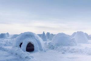 igloo made of ice and snow. Lots of igloo built. snow winter photo