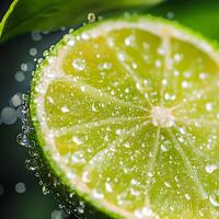 Closeup of a Lime Wedge with Water Droplets photo