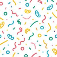 a colorful pattern with confetti and shapes white background , vector
