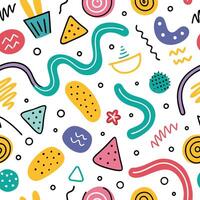 seamless pattern with colorful shapes white background lines vector