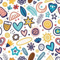 a colorful pattern with various objects shapes vector
