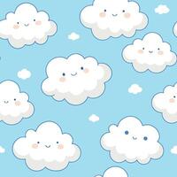 seamless pattern with clouds and clouds on blue background vector