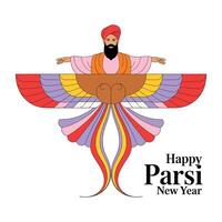 Minimalist Parsi New Year Art in Solid Colors. vector