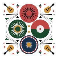 A colorful pattern with guitars and other symbols vector