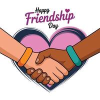 Flat Illustration for Friendship Day with Heart and Hands. vector
