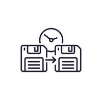 backup time icon with floppy disks, line vector