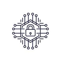 Hardware encryption icon, line design vector