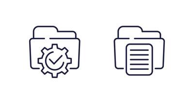 project management line icons with folders vector