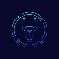 usb Wi-Fi adapter icon, linear design vector