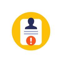 KYC verification failed icon, flat vector