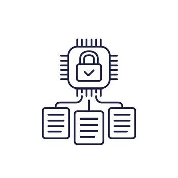 Hardware encryption of data line icon vector