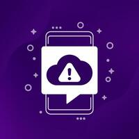 upload failure, cloud error icon vector