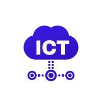 ICT icon with cloud, Information and communications technology vector
