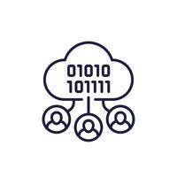 collect user data line icon design with a cloud vector