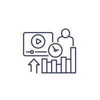 watch time line icon, views analytics and metrics vector