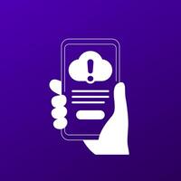 upload failure, cloud error icon with a phone vector