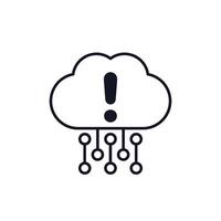 upload failure, cloud error icon on white vector