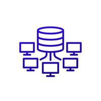 database and computers, data network line icon vector