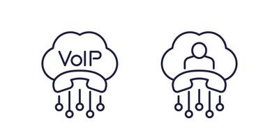 Voip telephony, call line icons on white vector