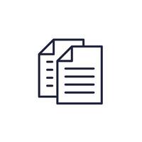 file copies, duplicates line icon on white vector