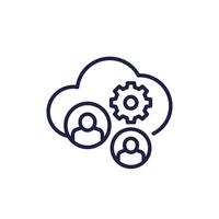 process user data in a cloud line icon vector