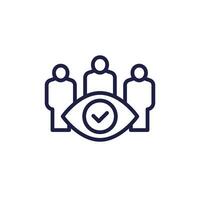 monitoring group icon with people, line vector